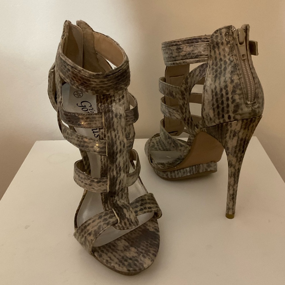New look caged snake print heel